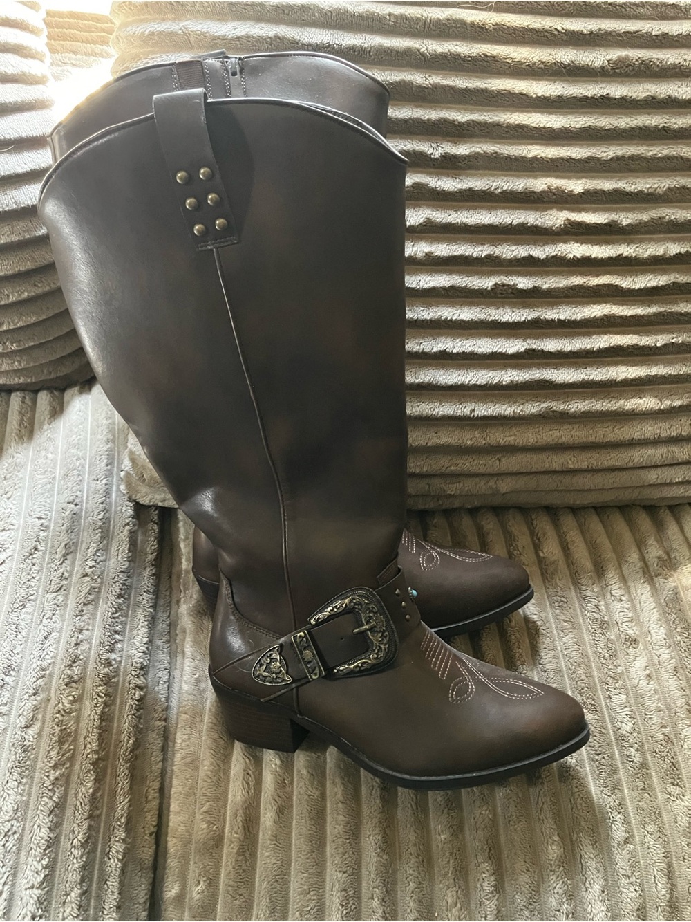 torrid Dark Brown Western Buckle Boots